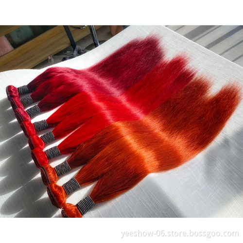 Wholesale Colored Brazilian Human Hair Bundles, Red Bone Straight Human Hair Extension, Blonde Colorful Human Hair Vendors